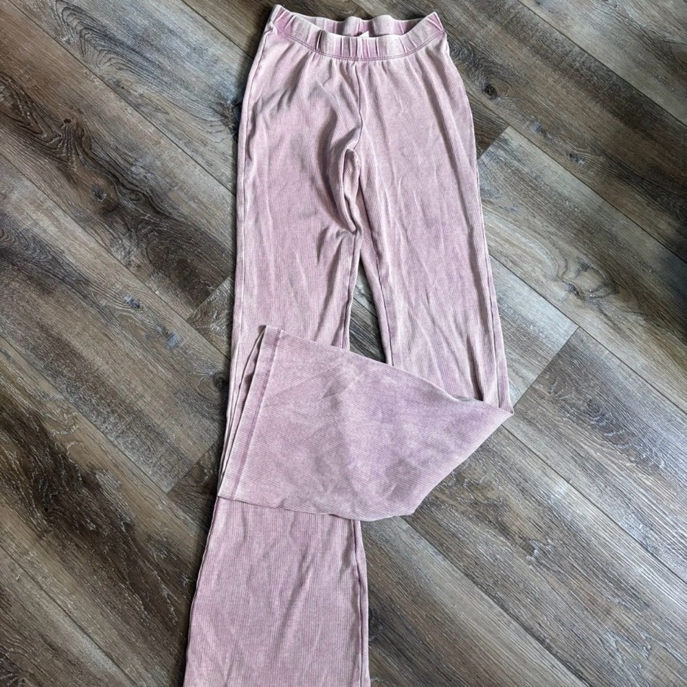 Zara Girls 13-15 light pink/purple ribbed flared Leggings